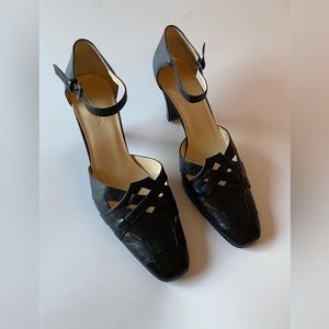 Aerosoles Black Leather Strappy High Heels Size 9M